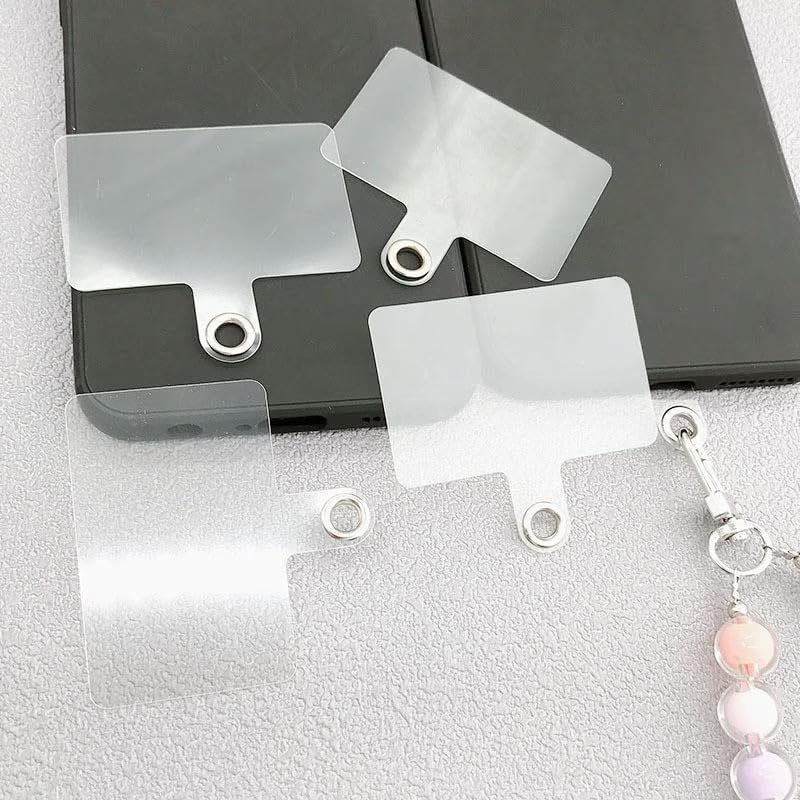 NEOBABY Transparent ID Card Holder | Mobile Lanyard Holder Patch | Universal Phone Chain Adapter Clear Plastic, with Metal Eyelet (Pack of 10 PCS)
