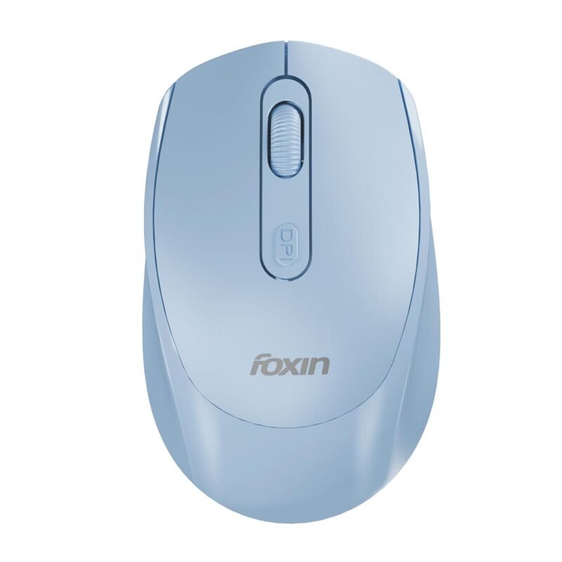 Foxin Flow Wireless Mouse with Rechargeable Battery, Bluetooth & 2.4 Ghz Dual Connectivity, 4 Buttons, Upto 1600 DPI, Type-C Charging | Ergonomic Office Mouse for Laptop, MacBook, PC | Blue