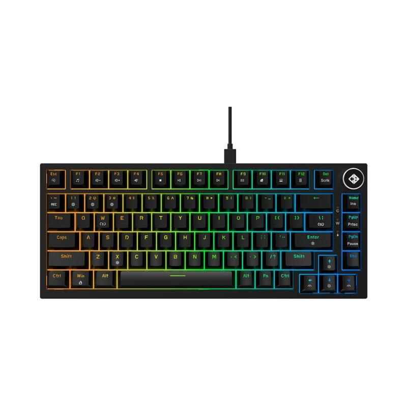 Cosmic Byte CB-GK-43 Phantom TKL Gasket Mechanical RGB Wired Keyboard, Pre-Lubed Outemu Red Switches, 1000Hz Polling, Software, Per-Key RGB, Swappable Switches, Volume Roller, USB C Port (Black)