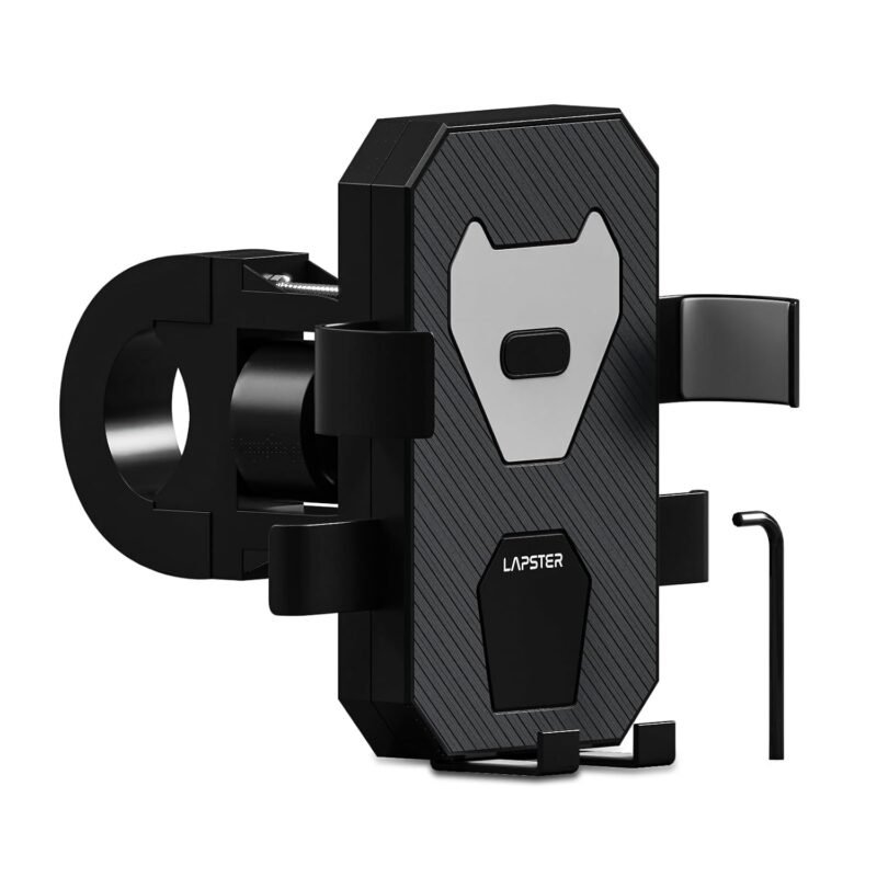 Lapster Ride X1 Universal Mobile Holder for Bike with One-Touch Lock | 360° Rotating Adjustable Handlebar Mount | Heavy-Duty Shockproof & Anti-Slip Phone Stand for Motorcycles & Bicycles