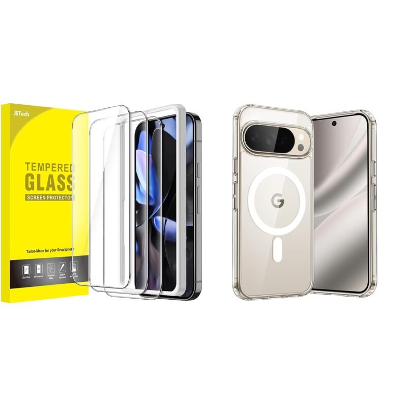JETech for Google Pixel 10 / Pixel 10 Pro Magnetic Bumper Cover Case and Screen Protector Guard Bundle
