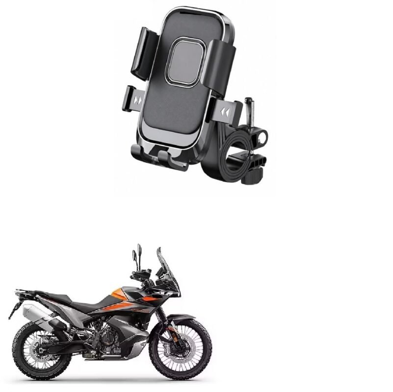 Bike Mobile Holder for Motorcycle & Scooter, One Touch Auto Lock Phone Mount, 360° Rotatable Handlebar Phone Stand, Secure Mechanical Lock, Adjustable Smartphone Holder for 890 Adventure R