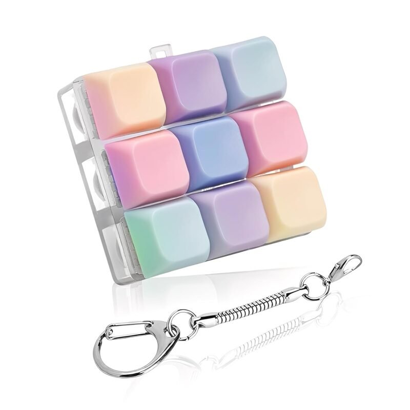 Keyboard Fidget Keyring, Fidget Keyboard Clicker, Portable Clicky Keyboards Keyring for Adults Relief Stress, Funny Stress Relief Keychain Keyboards, for Office (9, button)
