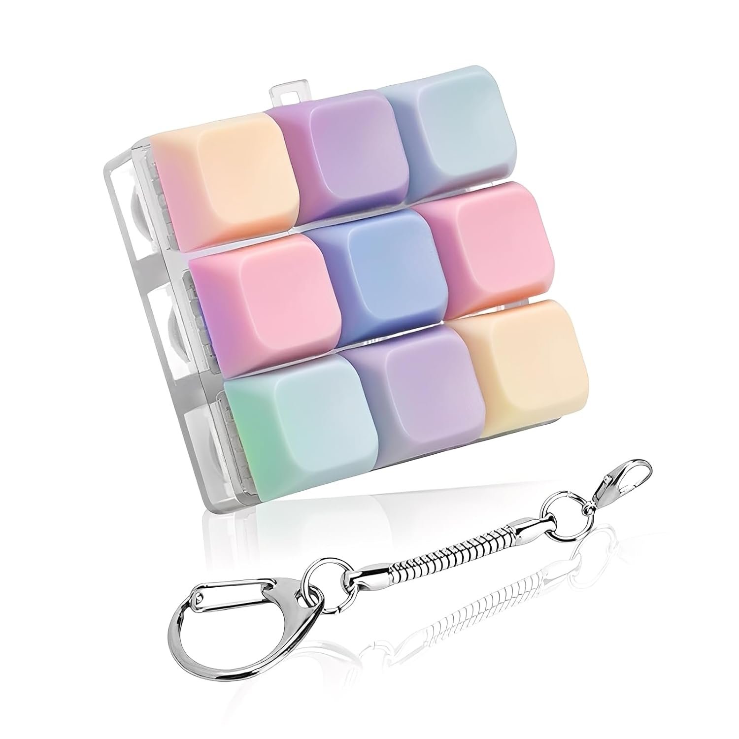 Keyboard Fidget Keyring, Fidget Keyboard Clicker, Portable Clicky Keyboards Keyring for Adults Relief Stress, Funny Stress Relief Keychain Keyboards, for Office (9, button)