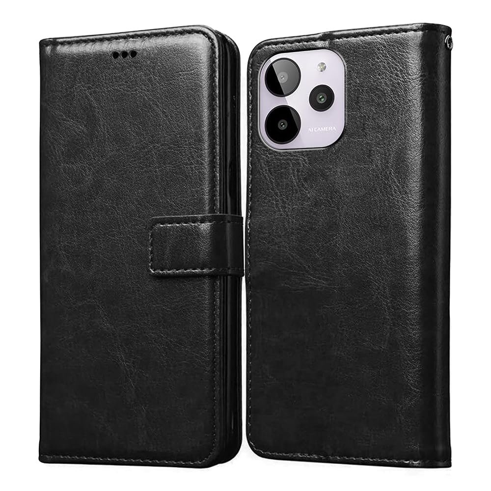 Flip Cover Back Case for Lava Yuva 2 Pro 4G | Premium Leather Finish | Inbuilt Pockets & Stand | Flip Cover Back Case for Lava Yuva 2 Pro 4G (Black)