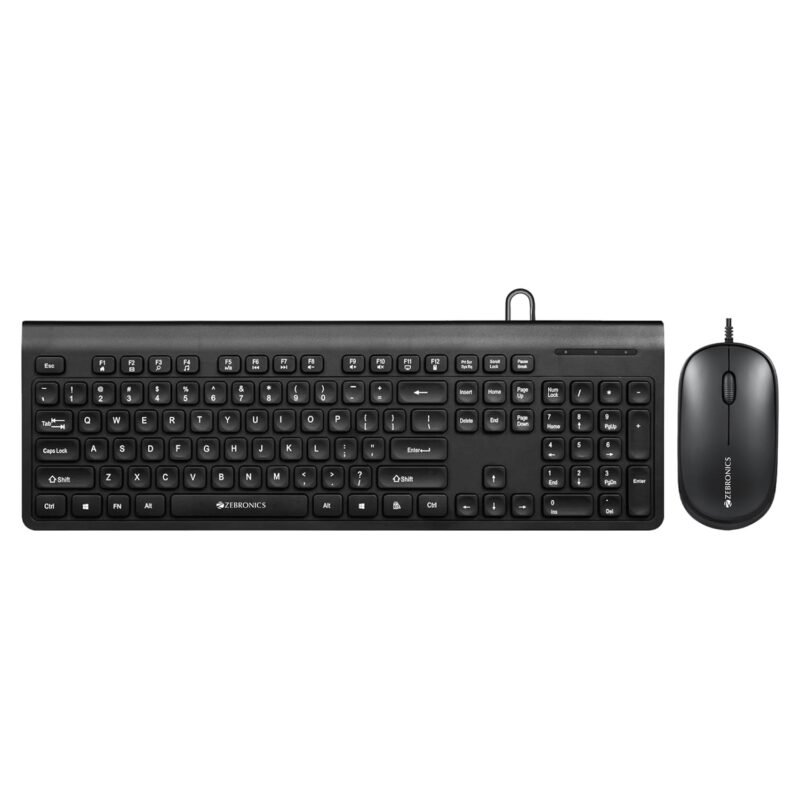 ZEBRONICS JUDWAA 880 Wired USB Keyboard & Mouse Combo, Plug & Play, 105 +12 Integrated Multimedia Keys, 3 Button Mouse, 1000 DPI, High Precision, Advanced Optical Sensor