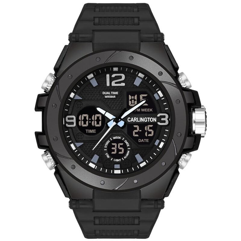 Carlington Endurance Series Analog-Digital Sports Watches for Men and Boys with Alarm, Stopwatch, Backlit Display, Dualtime, Silicone Rubber Strap, Water & Shock Resiatant - CT_9105