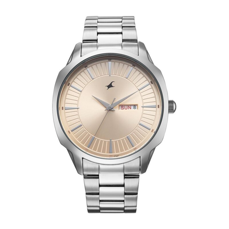 Fastrack Stunners XI with Quartz Analog Beige Dial Silver Stainless Steel Strap Watch for Men - 38213SM01