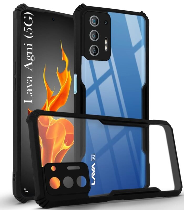 Jkobi Hybrid Back Cover Case for Lava Agni 5G (Shockproof with Polycarbonate Clear Panel | Professional Black)