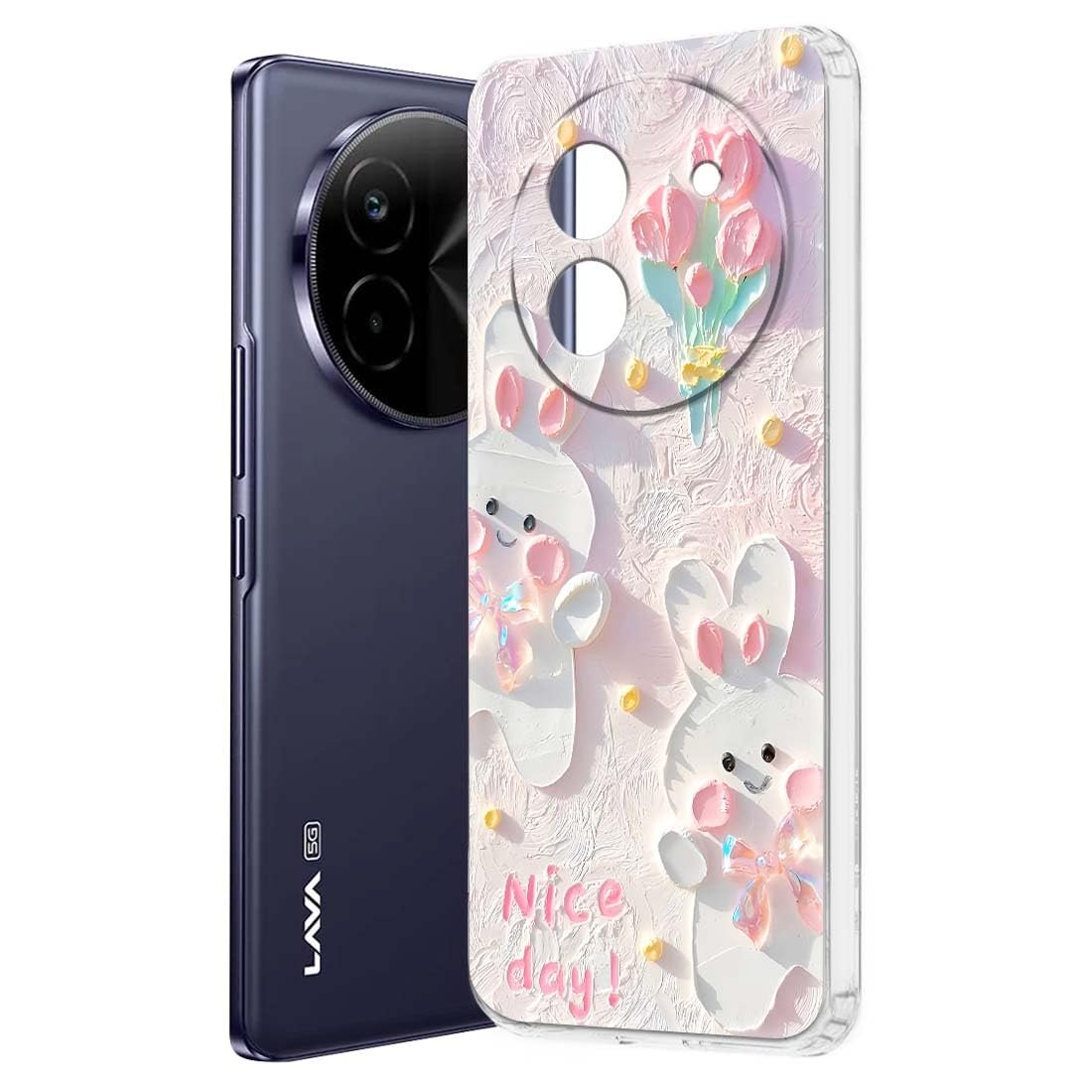 Fashionury Soft Mobile Back Cover for Lava Blaze X 5G (Silicone_Multicolor)