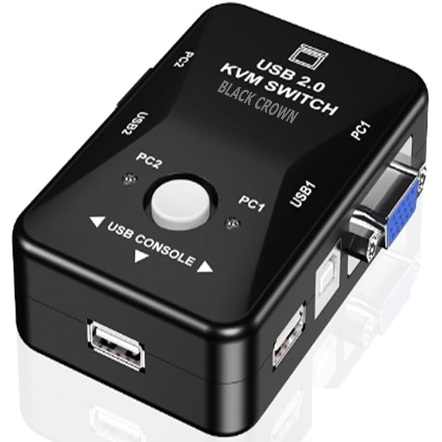 BLACK CROWN USB 2.0 KVM Mouse Switch Keyboard VGA Splitter Box Sharing Switch USB KVM -2-Port VGA SVGA Swit-ch Box.(BLACK).