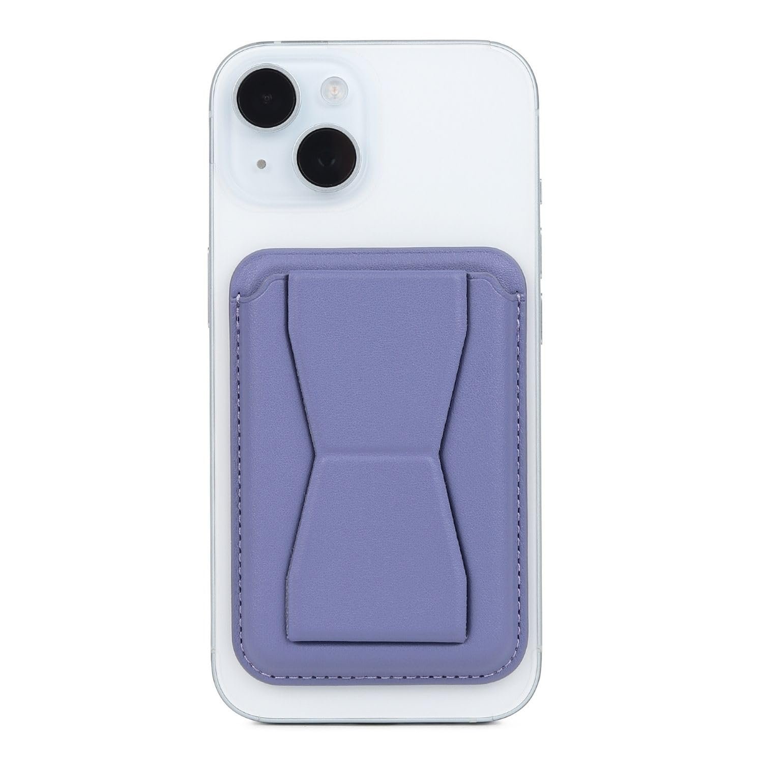 Stealodeal Phone Card Holder Wallet with Foldable Kickstand, PU Leather Stick-On Wallet for Credit/Debit Cards, Portable Mobile Stand Men & Women Compatible with iPhone 16/15/14/13/ (Levender) Purple