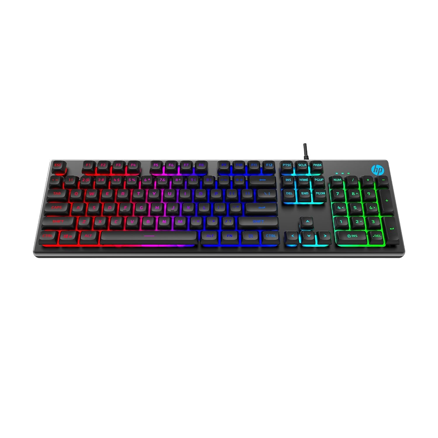 HP K500F Wired Gaming Keyboard, Backlit Membrane with Mixed Color Lighting, Metal Panel with Logo Lighting, 26 Anti-Ghosting Keys, and Windows Lock Key / 3 Years Warranty(7ZZ97AA)