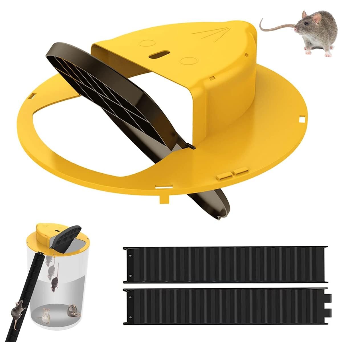 Mouse Trap Bucket Lid Auto Reset Rat Reusable Door Style Multi Catch Mice Control Traps No Mess Touch Mess Free Solution for Indoor Outdoor Home (Pack of 1 Pcs)