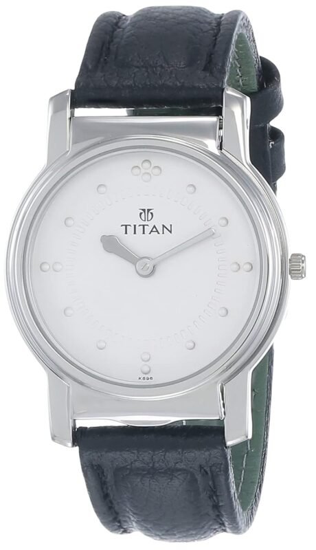 Titan Quartz Analog White Dial Black Leather Strap Watch for Men - NR1855SL01