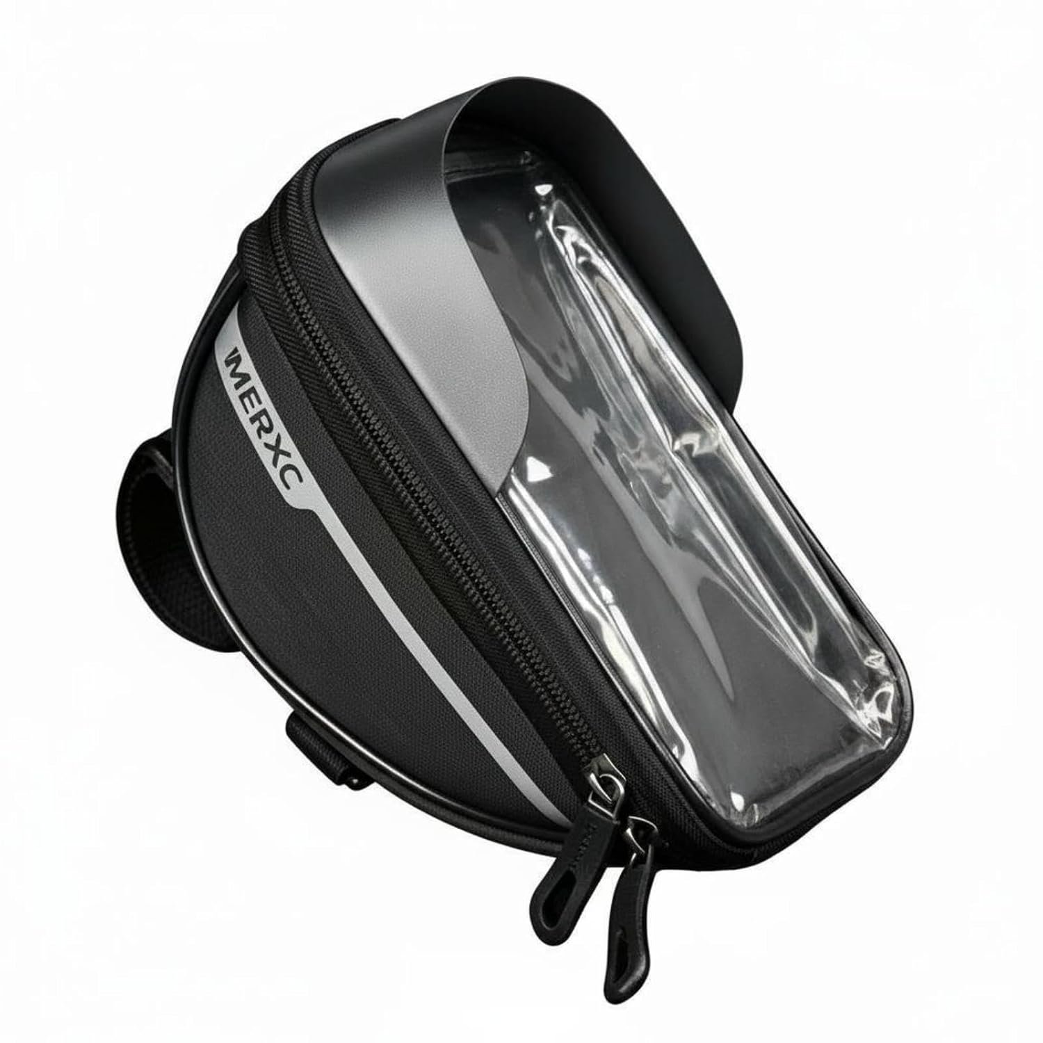 ATORSE® Bike Phone Holder Bag Touch-Sensitive Window Bike Phone Bag Zippered Compartment Two-Wheeler Triangle Pouch Black