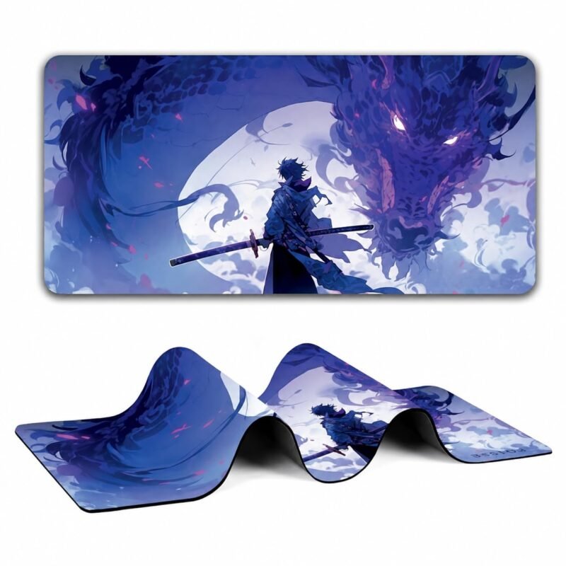 Anime Series DragonWarrior Anime Mouse pad with Anti-fray Stitching, Waterproof Surface & Non-Slip Rubber Base Stitched Edges Gaming Mouse Mat for Laptop (60cmx34cm)