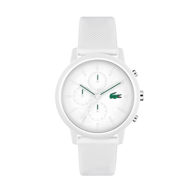 Lacoste Lacoste.12.12 Chrono Qtz Fashion Chrono White Round Dial Men's Watch|White Silicone Material|Multi Color Band - 2011246