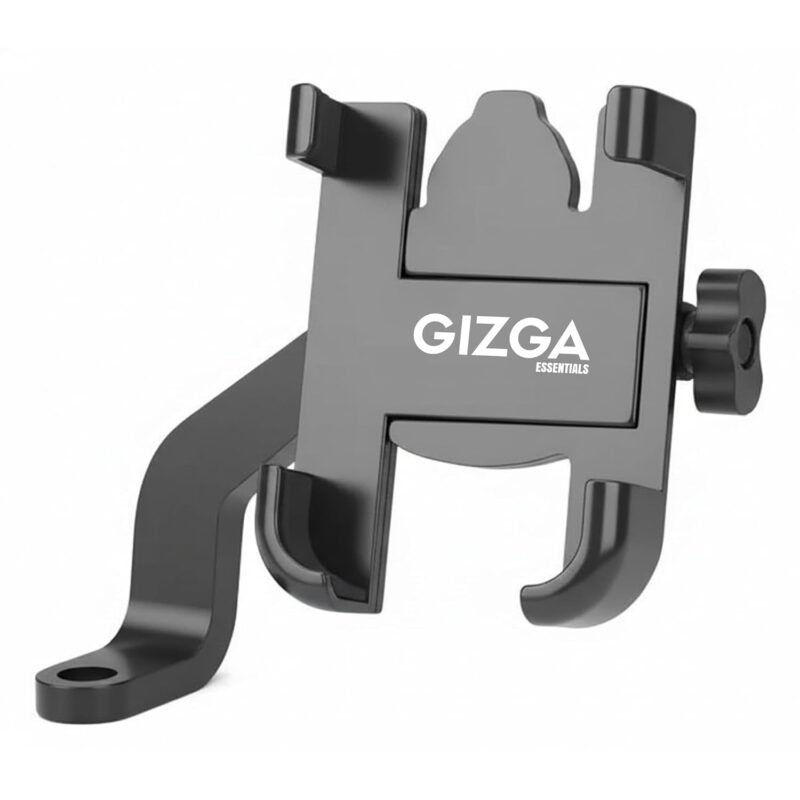 Gizga Essentials Bike Phone Stand for Motorcycle, Scooty, Bicycle| 360° Rotatable Mobile Mount, Scooter Mirror Mobile Holder| Aluminium Alloy, Waterproof, GPS Navigation Stand for Smartphones (Black)