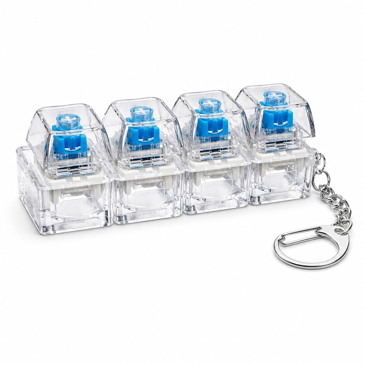 ZUDELLA Mechanical Keyboard Switch Keychain, Blue Switches, 4 Keys