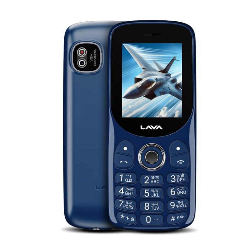 Lava A1 Tejas Dual SIM Keypad Phone with 2'' Big Display | Long-Lasting AI Battery | Type C USB Port | Vibration Alert | FM Radio & MP3 Player | Military-Grade Durability – Blue