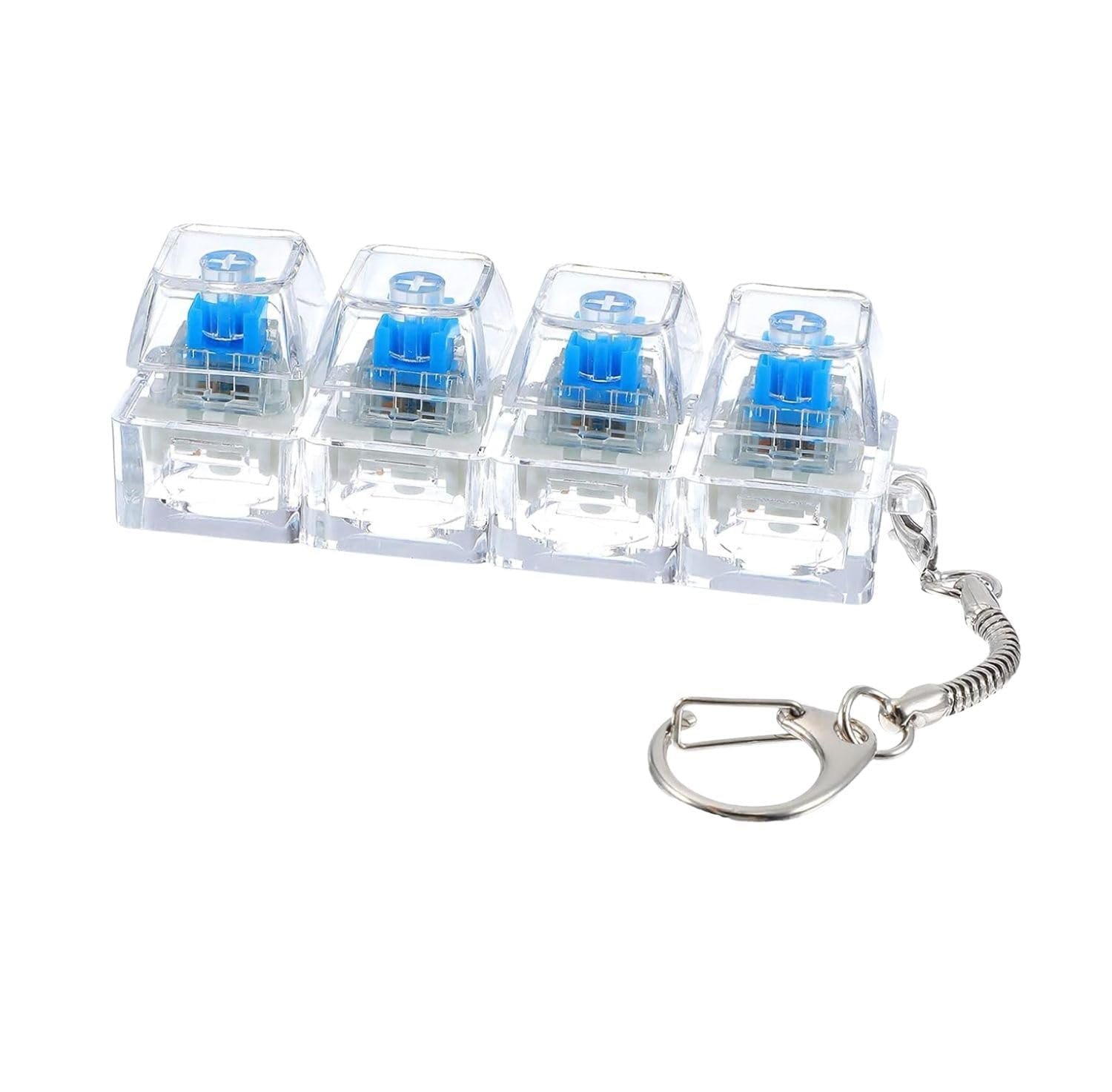 4 in1 Keyboard Fidget Toy | LED Bass & Loud Clicker Stress Relief Keychain | Detachable Mechanical Switches, ASMR Sound, Anxiety Reliever Gadget | Office Desk Toy (AnyColor, Pack of 1)