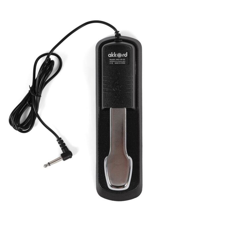 Akkord AKD SP-01 Sustain Pedal for Digital Piano, Electronic Keyboard, MIDI Synthesizer with Polarity Switch and Anti-Slip Pad- Black