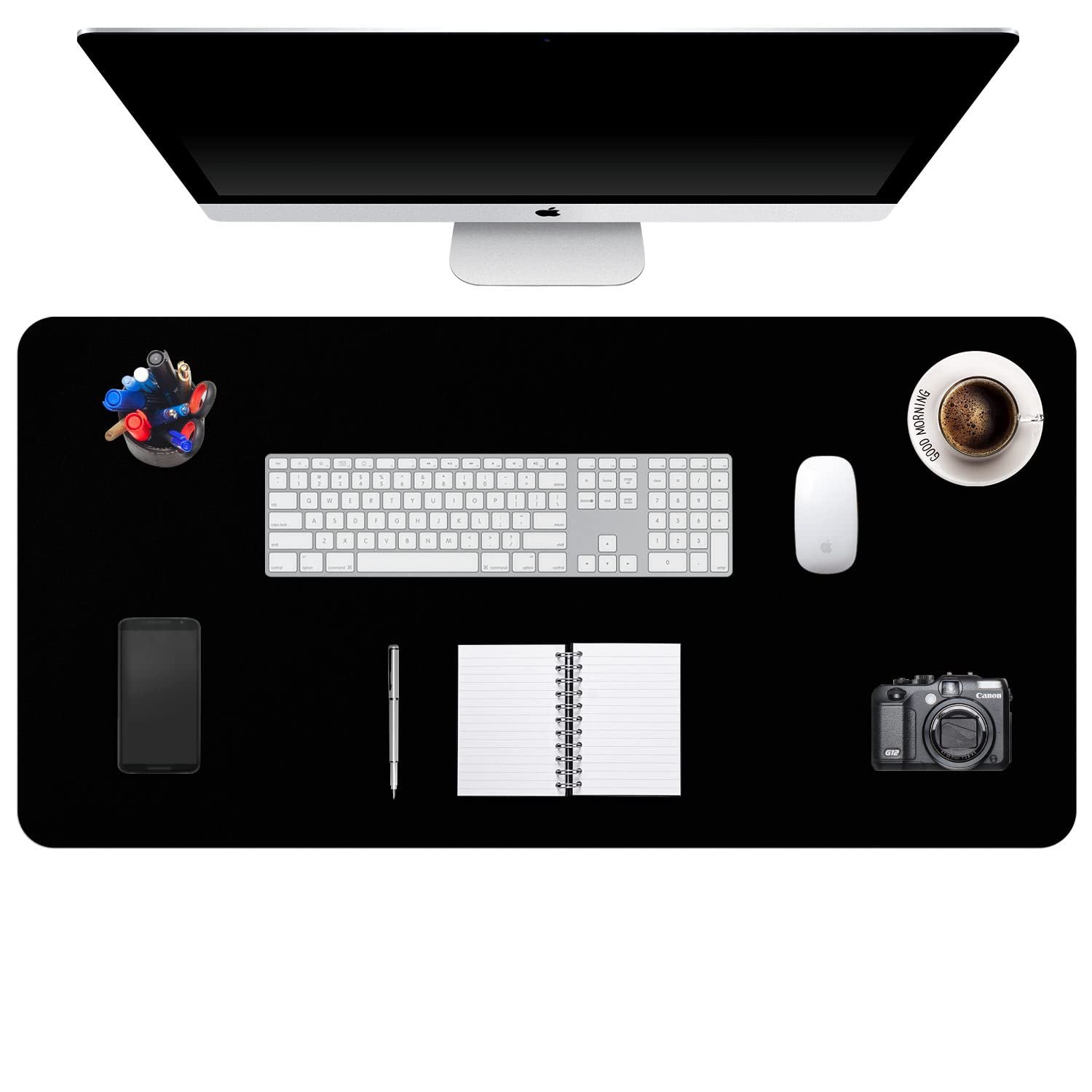 Extended Mouse Pad Mat XXL Desk Pad Large Desk Mat DOBAOJIA 35.4" X 16.9" Desk Blotter Writing Pad for Laptop/Office/Home, PU Leather Waterproof +Suede Non-Slip 90 x 43cm (Black)