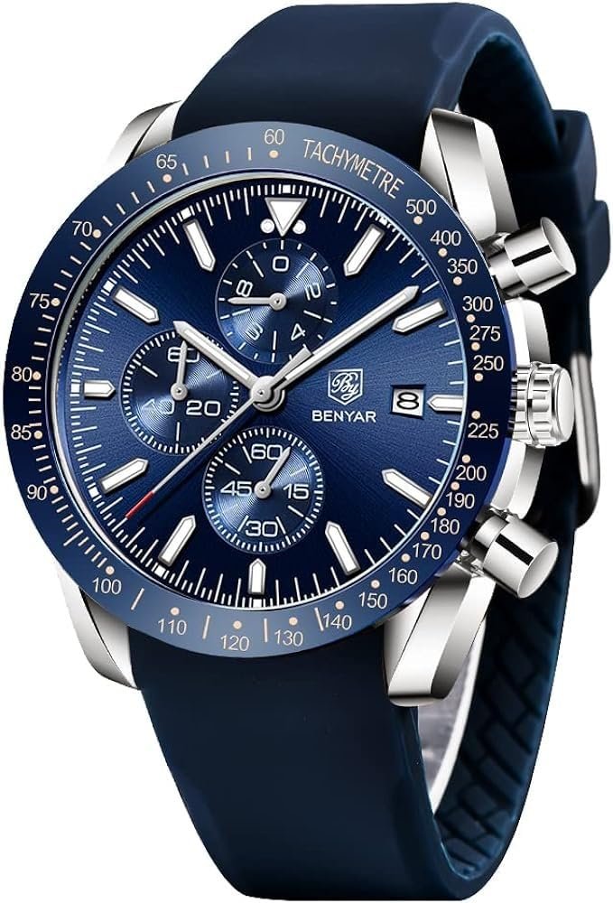 BENYAR Men's Luxury Chronograph Watch – Business, Casual | Quartz Movement with Date Display | Stylish Wristwatch | Gift for Men