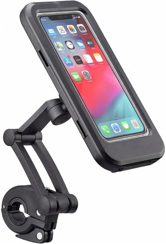 Bike Phone Mount Waterproof Cell Phone Holder 360 Rotation Motorcycle Smartphone Case Universal Bicycle Handlebar Sensitive Touch Screen Fit Below