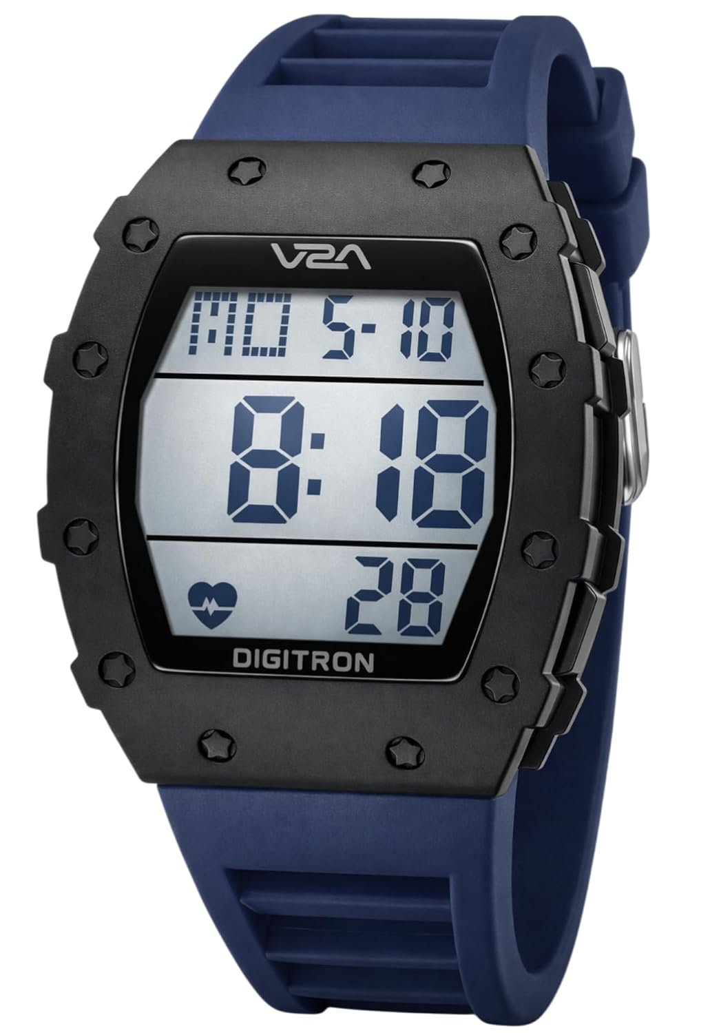 V2A Digitron 2118 Tonneau Sports Watch for Men & Boys | Rugged Design | Big Dial | Alarm, Stopwatch, 12/24H | 3 ATM Water Resistant | Luminous Display | Sports, Fitness, Outdoor & Training | Gifts for Men & Boy