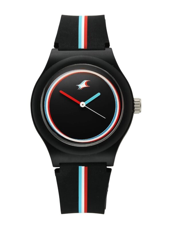 Fastrack Tees Zine with Black Dial Black Silicon Strap Watch for Unisex - 38037PP24W