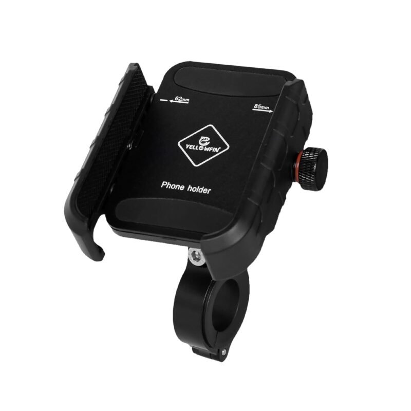 YELLOWFIN Jaw Grip Bike Mobile Holder | Aluminium Alloy Buckle 360° Rotation | Handlebar & Mirror Mount for Motorcycle, Scooter, Cycle | Fits All Phones 4"–7" | Waterproof, Shockproof (M8S-Black)