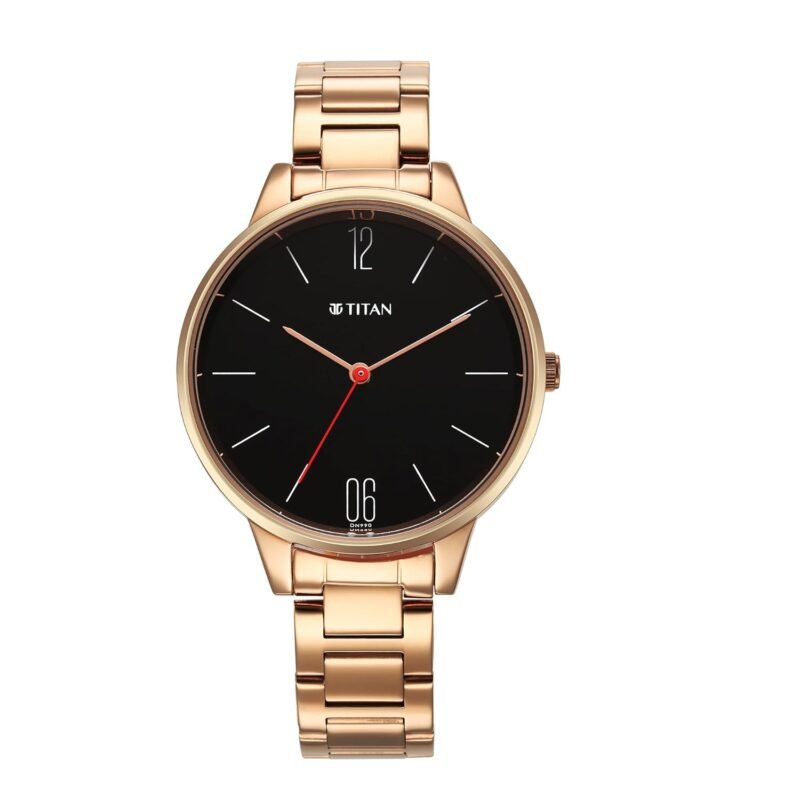 Titan Workwear Quartz Analog Black Dial Rose Gold Watch for Women - 2648WM05