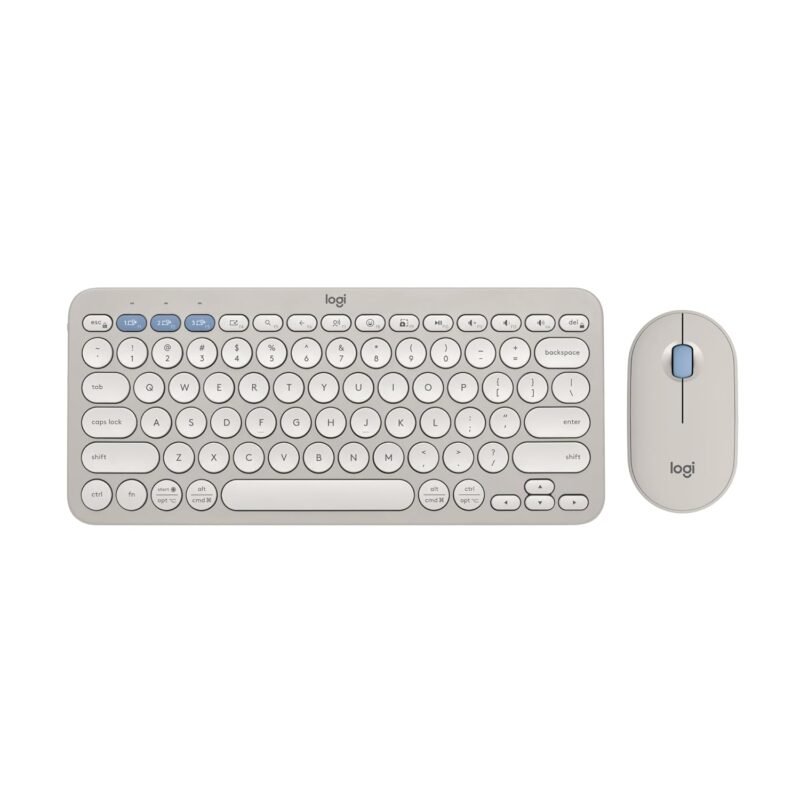 Logitech Pebble 2 Combo, Wireless Keyboard and Mouse, Quiet and Portable, Customisable, Logi Bolt, Bluetooth, Easy-Switch for Windows, macOS, iPadOS, Chrome - Tonal Sand