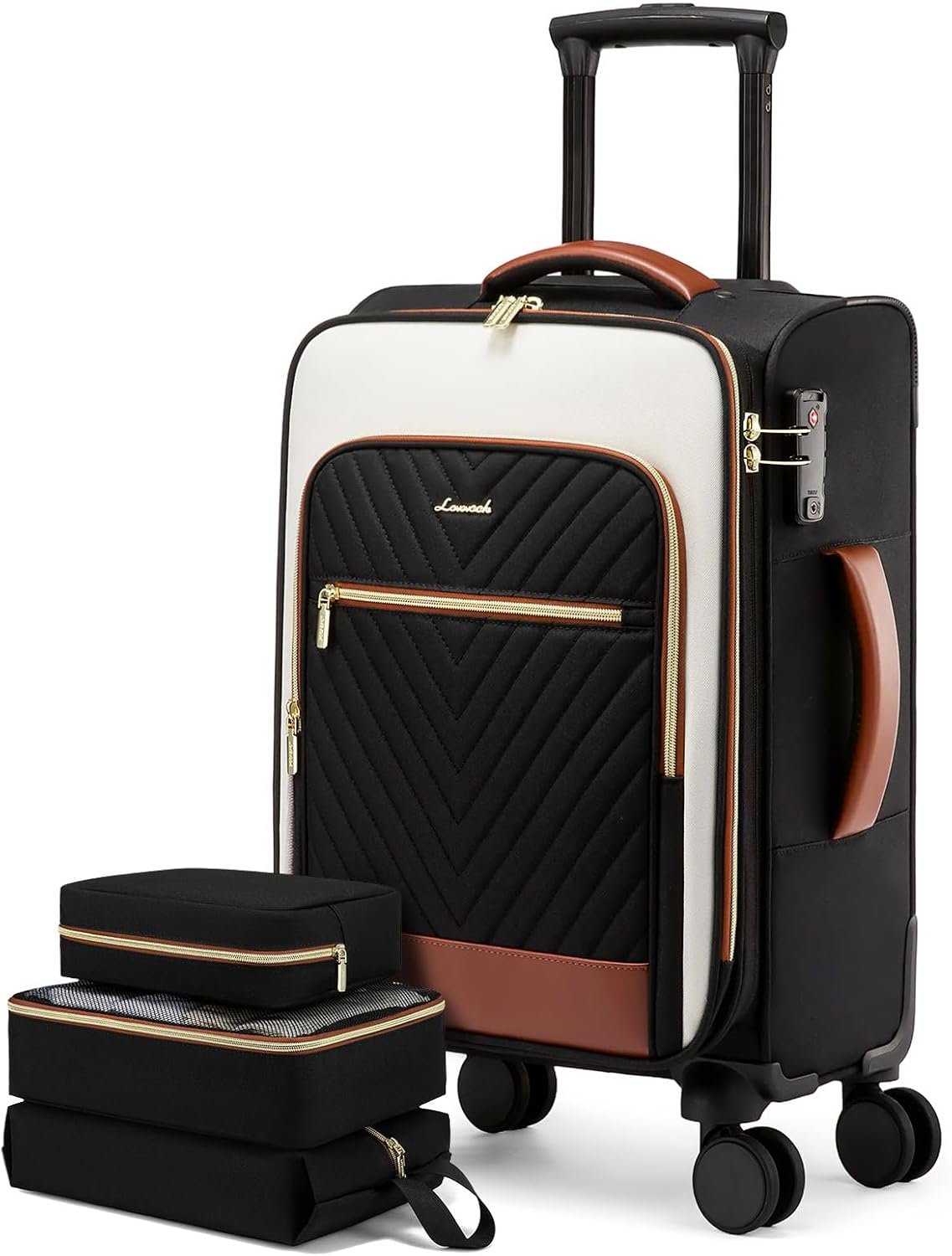 LOVEVOOK Carry On Luggage 22x14x9 Airline Approved,20 Inch Carry-on Suitcase for Women,Softside Suitcases with Wheels,Rolling Checked Luggage with TSA Lock,Lightweight Travel