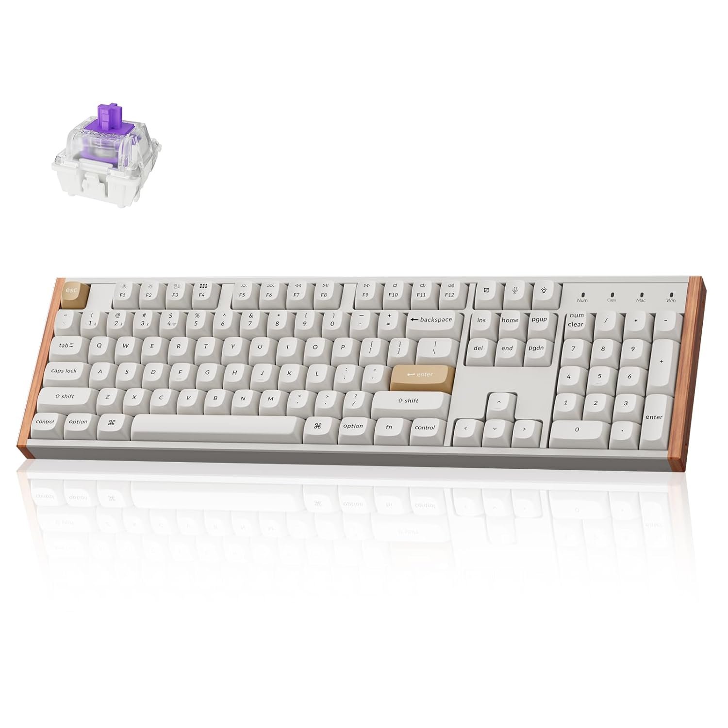 Keychron K10 HE Hall Effect Keyboard Wireless, Magnetic Switch Hot Swappable, Adjustable Actuation Rapid Trigger Mode with Aluminum + Wood Frame, Full-Size Custom RGB for Mac Windows Linux - White
