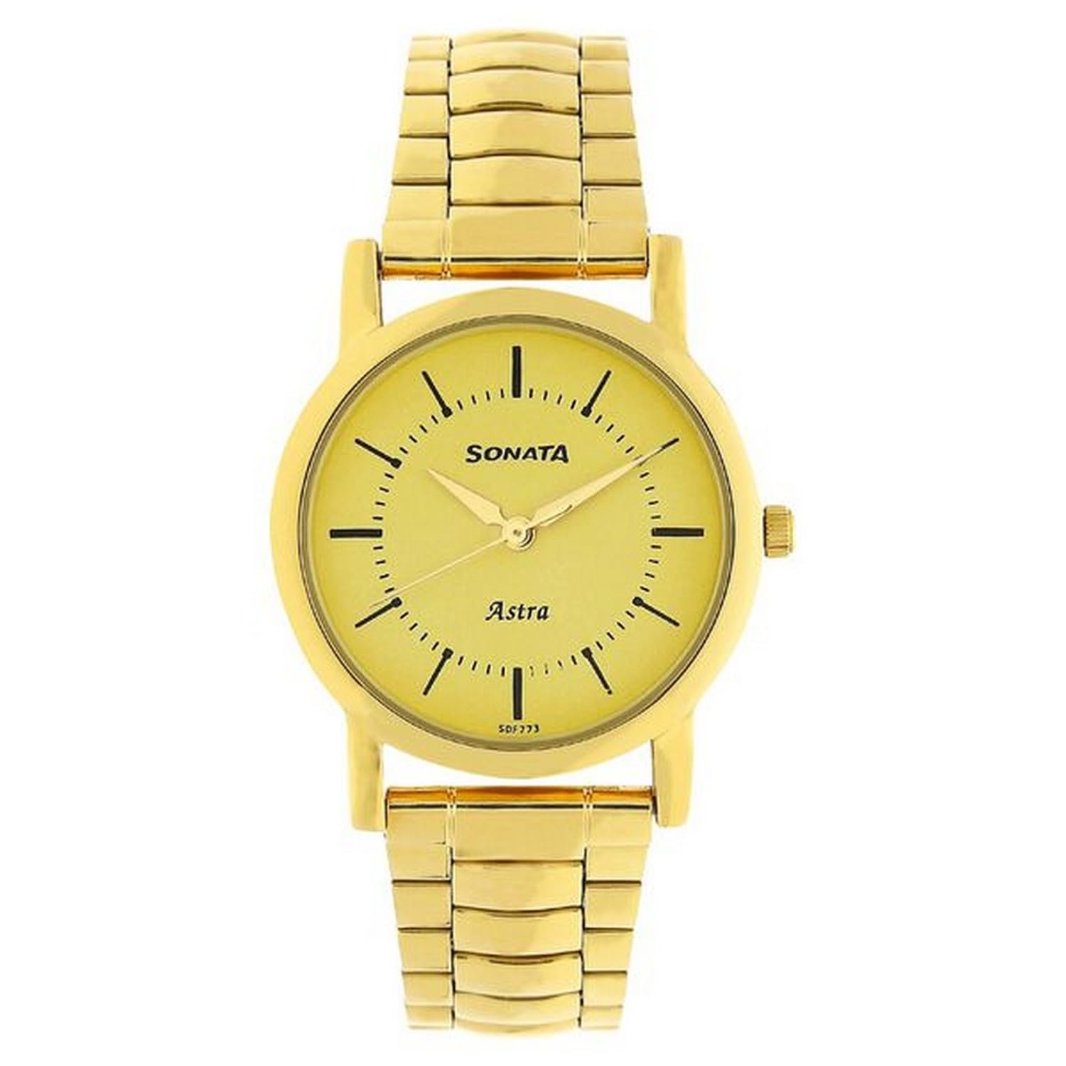 Sonata Analog Champagne Dial Men's Watch-NN77049YM01/NP77049YM01