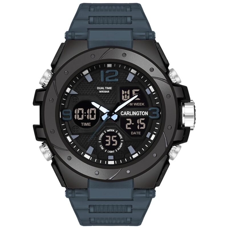 Carlington Endurance Series Analog-Digital Sports Watches for Men and Boys with Alarm, Stopwatch, Backlit Display, Dualtime, Silicone Rubber Strap, Water & Shock Resiatant - CT_9105