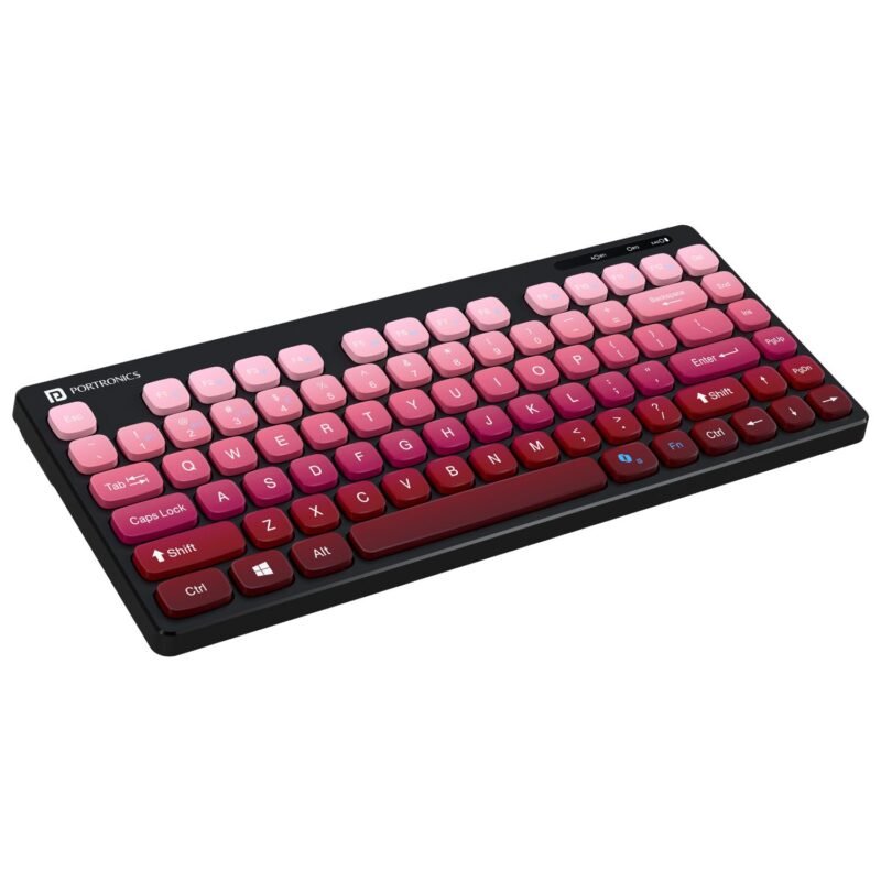 Portronics Bubble Multimedia Wireless Keyboard 2.4 GHz & Bluetooth 5.0 Connectivity, Noiseless Experience, Compact Size for iOS iPad Air, Pro, Mini, Android, Windows Tablets PC Smartphone(Purple)