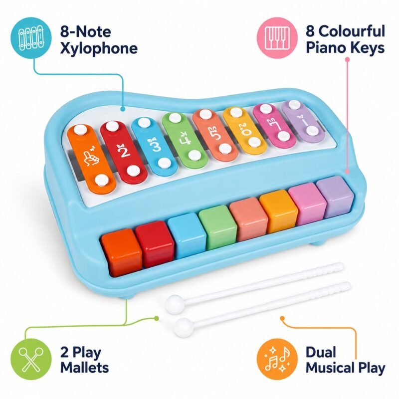 Dorytoy Kids Musical Xylophone Piano Toy, Colorful 2-in-1 with Keyboard Mallets,Educational Learning Instrument for Toddlers Boys & Girls Age 3+ Years