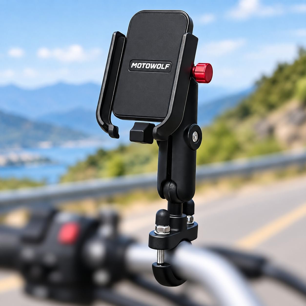 ADOFYS Motorcycle Phone Holder 360°Rotation U-Bolt Base Aluminum Alloy Material/Material Sturdy Motorcycle Bike Handlebar Phone Mount