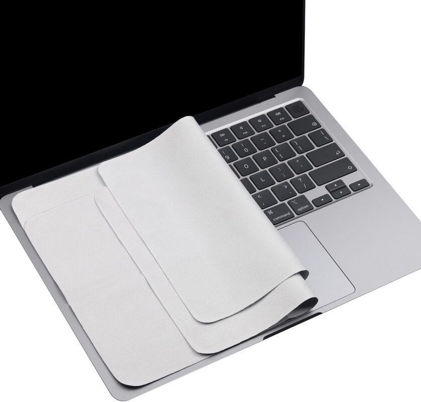 Meyaar Screen Keyboard Imprint Protection Microfiber Liner and Cleaning Cloth 13" Compatible with MacBook Pro 14", 13" and MacBook Air 13" 15" laptops (Pack of 2, 13"/14"/15" MacBooks)