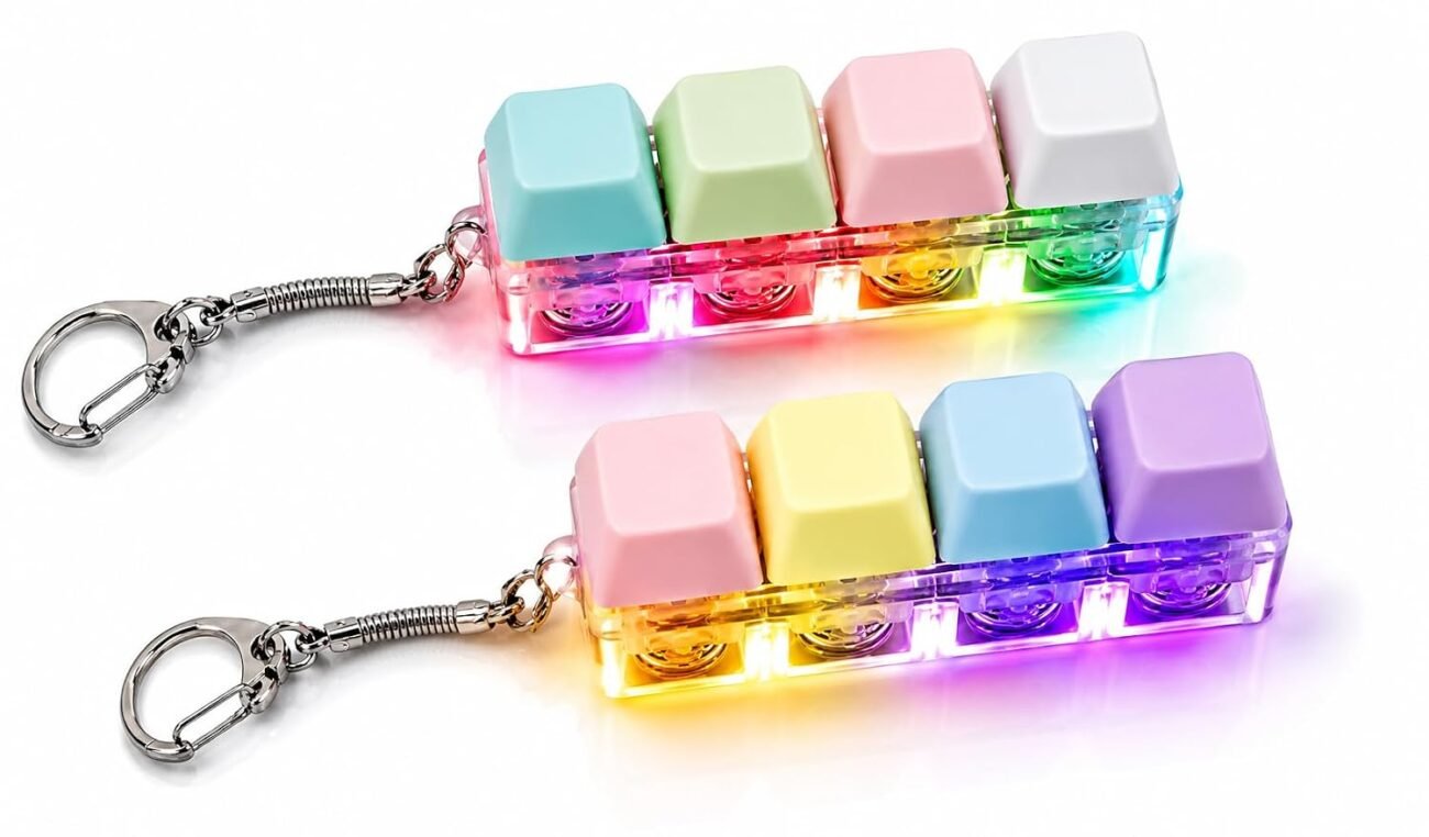 Mechanical Keyboard Switch Keychain | Fidget Toy Keychain with Audible Click Sound | Transparent Key Tester Keyring | Stress Relief Gadget for Office & Gaming Lovers | Anti Nail Biting, Pocket EDC | 2