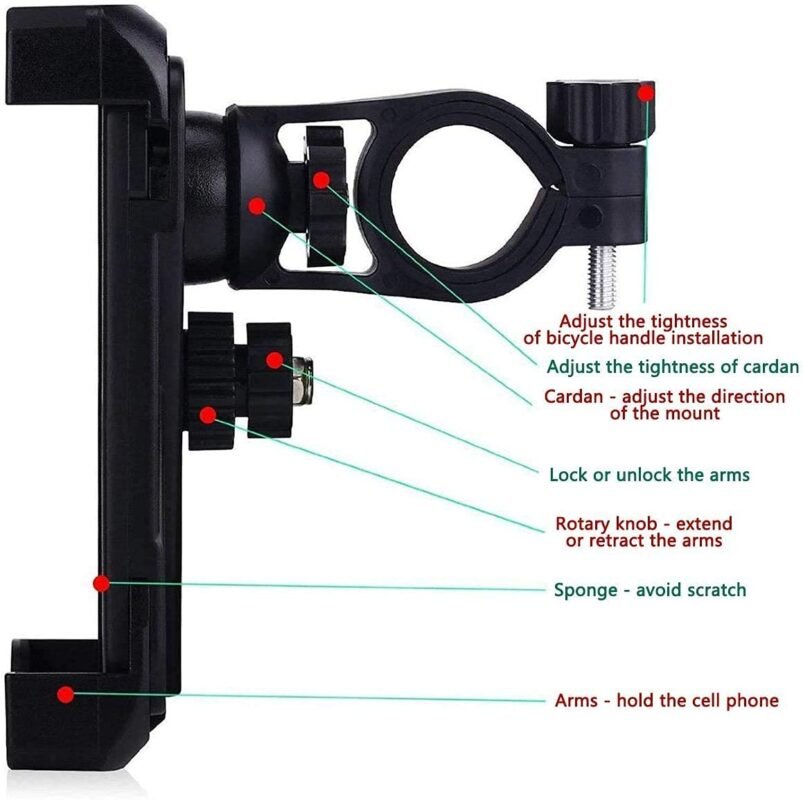 Alexvyan 360 Degree Adjustable Handlebar Mobile Phone Holder for Bike | Byke | Motorcycle | Cycle | Ideal for Maps Video| Suitable for upto 7 inch Phone | Phone Stand