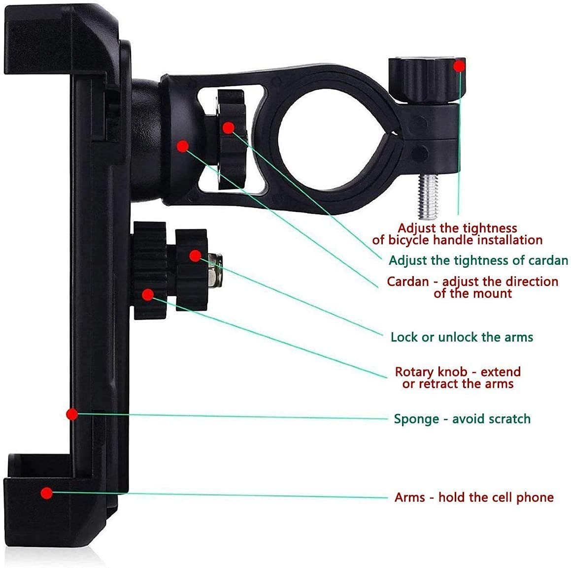 Alexvyan 360 Degree Adjustable Handlebar Mobile Phone Holder for Bike | Byke | Motorcycle | Cycle | Ideal for Maps Video| Suitable for upto 7 inch Phone | Phone Stand