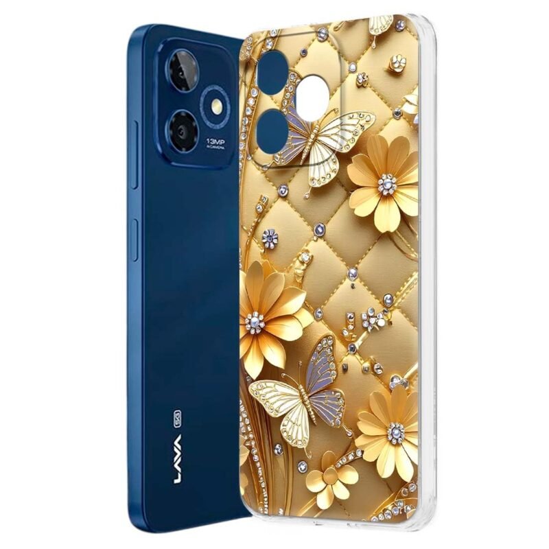 Back Cover for Lava Shark 5G Designer, Printed,Transparent,Flexible, Silicon -D1281