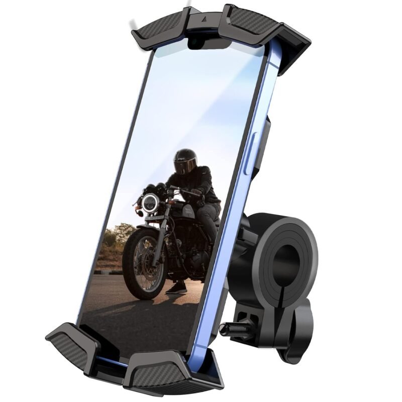 UN1QUE Bike Phone Holder,Motorcycle Mount,One Click Locking&Full Protection,Abs Material Scooter Phone Clip,Anti Shaking 360° Rotatable Bike Mobile Stand,Widely Compatible With Phones(4.7"-6.8")