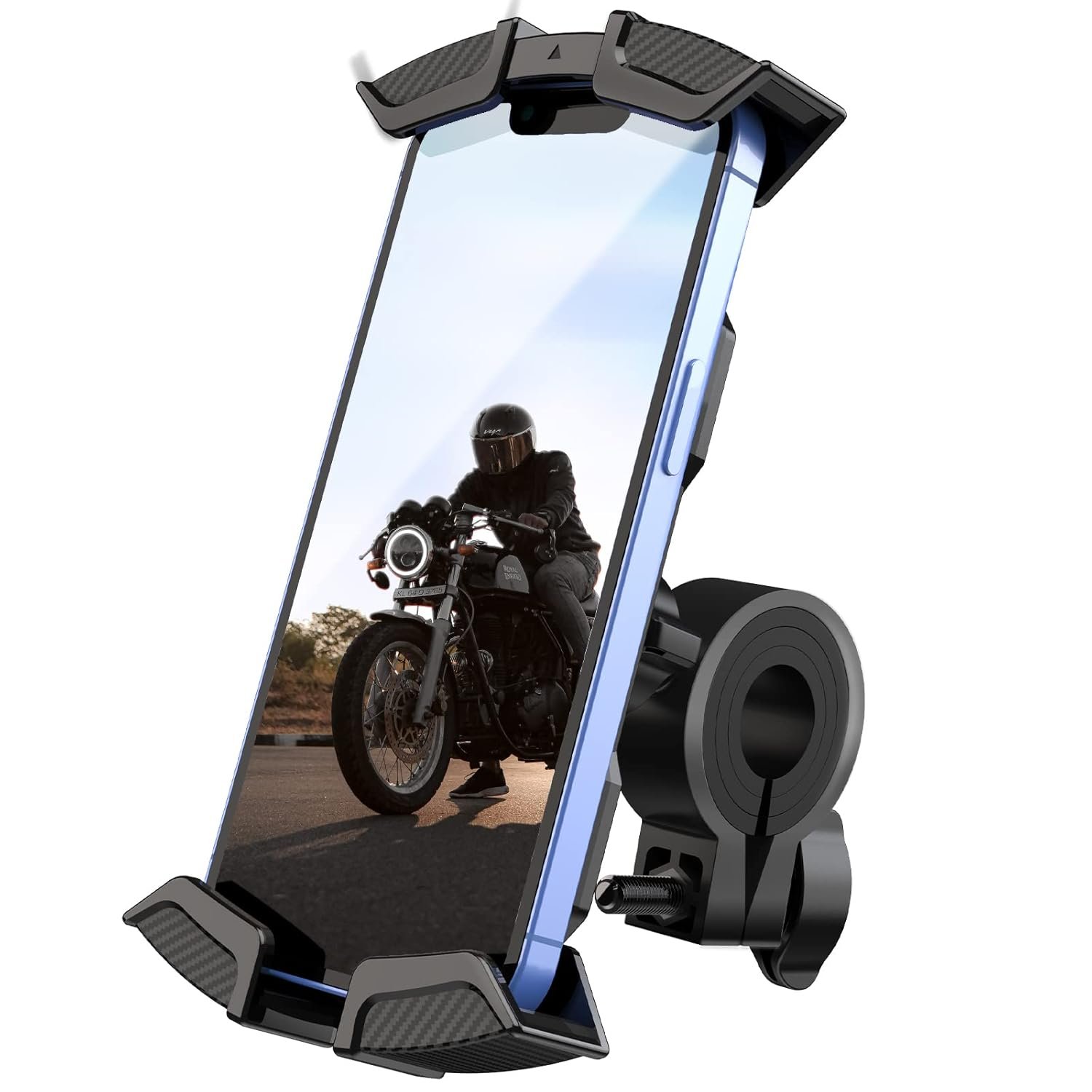 UN1QUE Bike Phone Holder,Motorcycle Mount,One Click Locking&Full Protection,Abs Material Scooter Phone Clip,Anti Shaking 360° Rotatable Bike Mobile Stand,Widely Compatible With Phones(4.7"-6.8")