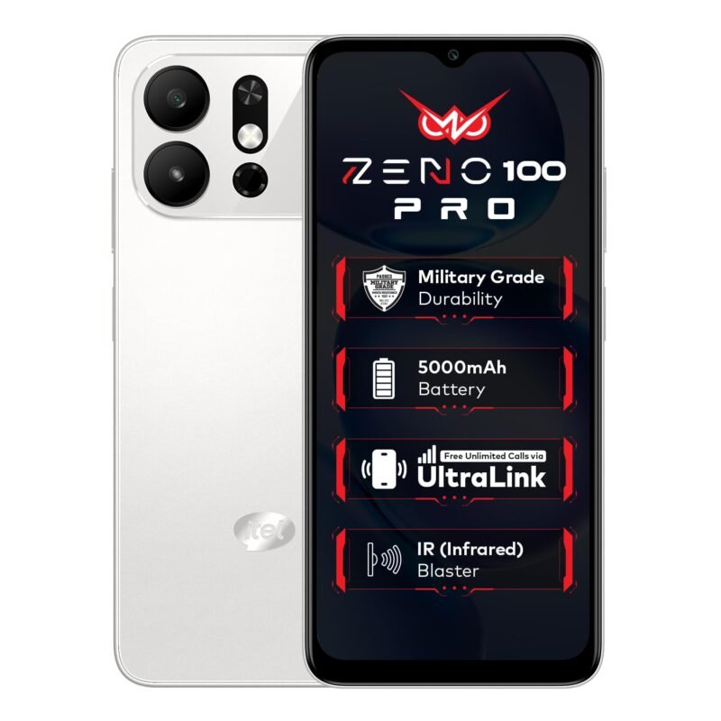 Zeno 100 Pro | 3GB RAM + 5GB Virtual RAM, 64GB Storage | 5000mAh Battery | UNISOC Octa-Core Processor | DTS Sound | Military Grade Protection | 6.6" 90Hz HD+ Display | Android 15 Go | Cloud White